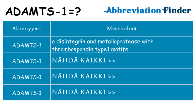 Mitä adamts-1 tarkoittaa