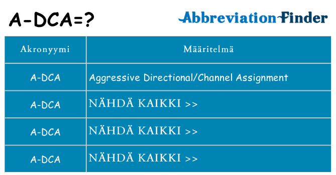 Mitä a-dca tarkoittaa
