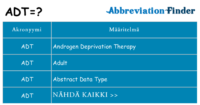 Mitä adt tarkoittaa