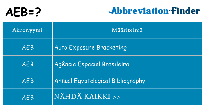Mitä aeb tarkoittaa