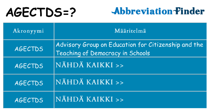 Mitä agectds tarkoittaa