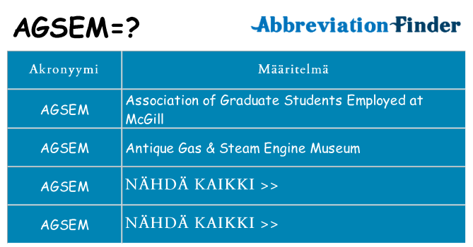 Mitä agsem tarkoittaa