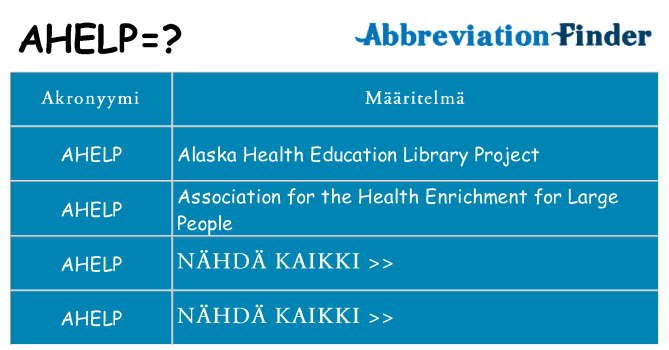 Mitä ahelp tarkoittaa