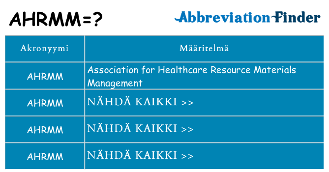 Mitä ahrmm tarkoittaa