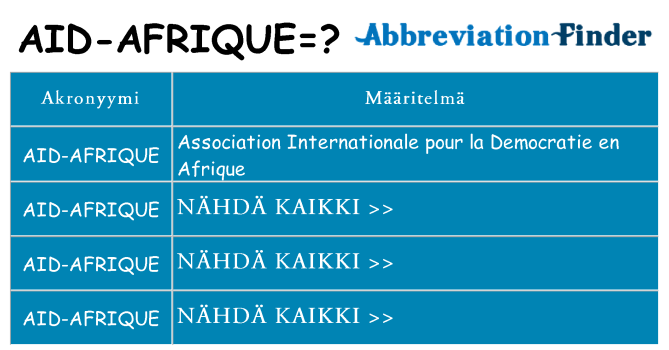Mitä aid-afrique tarkoittaa