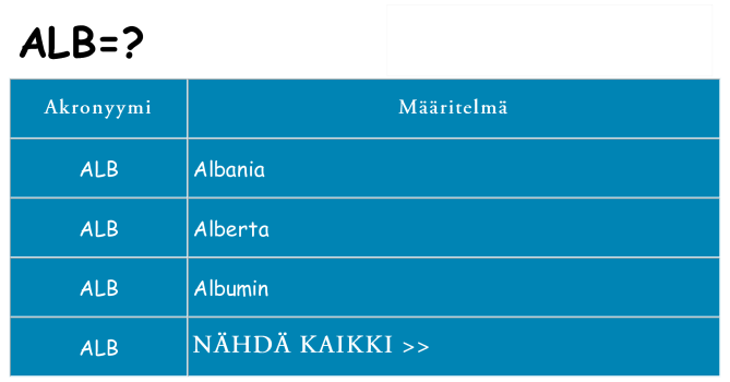 Mitä alb tarkoittaa