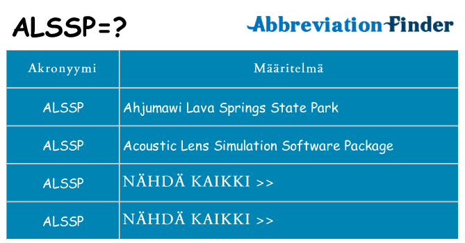 Mitä alssp tarkoittaa