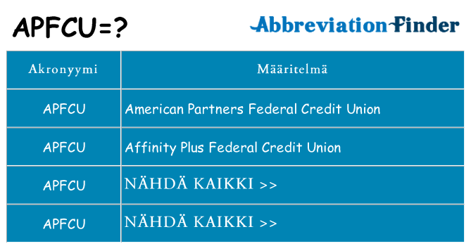 Mitä apfcu tarkoittaa