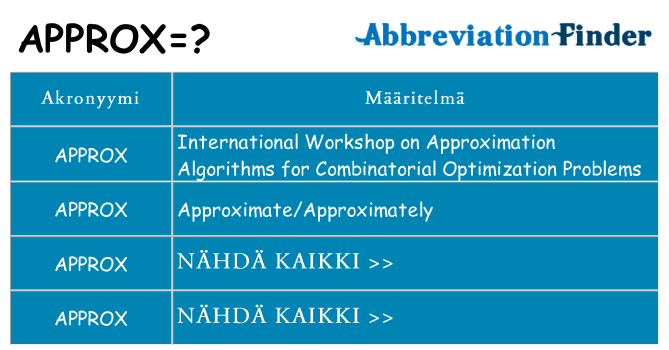 Mitä approx tarkoittaa