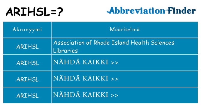 Mitä arihsl tarkoittaa