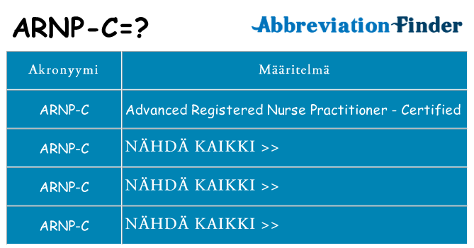 Mitä arnp-c tarkoittaa