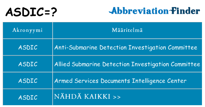 Mitä asdic tarkoittaa
