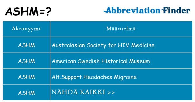 Mitä ashm tarkoittaa