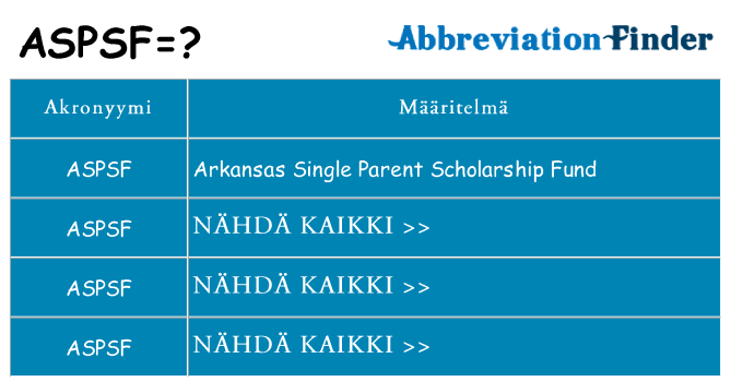 Mitä aspsf tarkoittaa