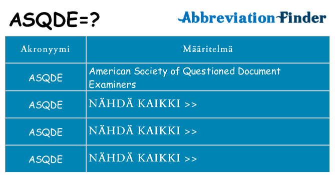 Mitä asqde tarkoittaa