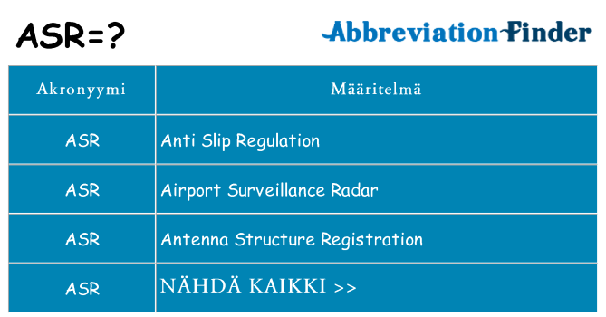 Mitä asr tarkoittaa