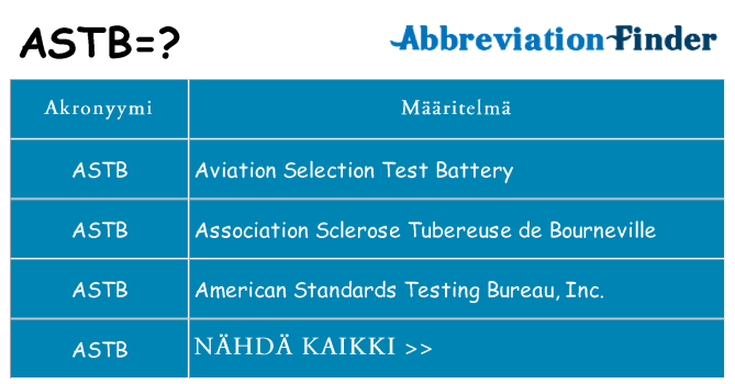 Mitä astb tarkoittaa
