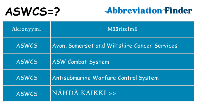 Mitä aswcs tarkoittaa