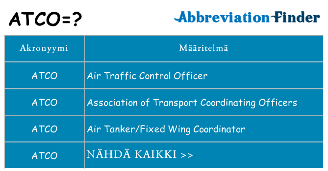 Mitä atco tarkoittaa