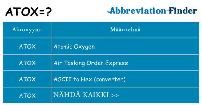 Mitä atox tarkoittaa