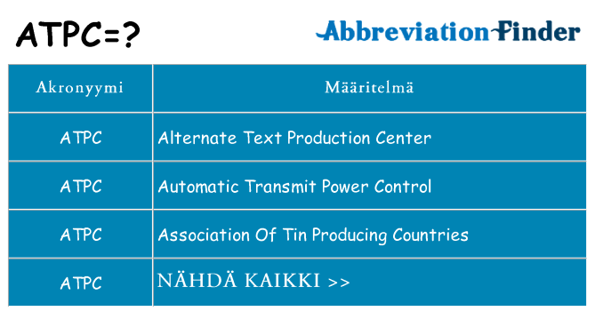 Mitä atpc tarkoittaa