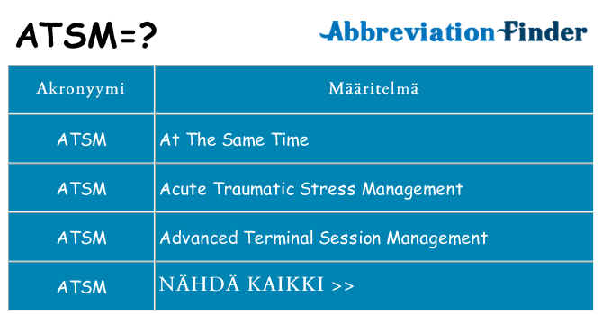 Mitä atsm tarkoittaa