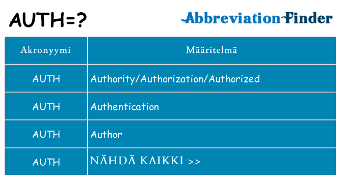 Mitä auth tarkoittaa