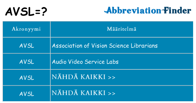 Mitä avsl tarkoittaa
