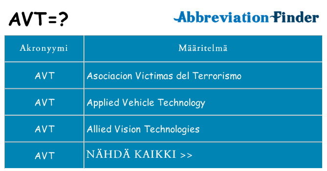 Mitä avt tarkoittaa