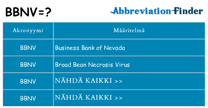 Mitä bbnv tarkoittaa