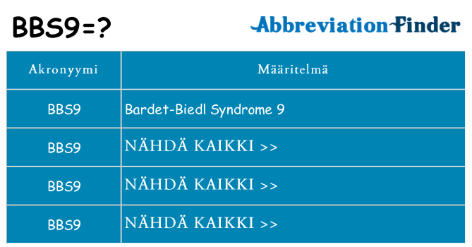 Mitä bbs9 tarkoittaa