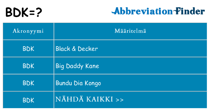 Mitä bdk tarkoittaa