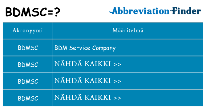 Mitä bdmsc tarkoittaa