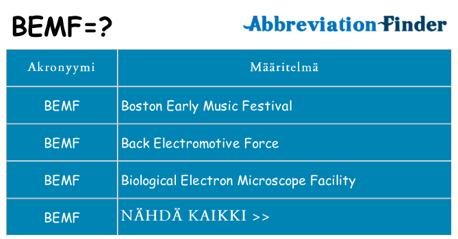 Mitä bemf tarkoittaa