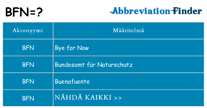 Mitä bfn tarkoittaa