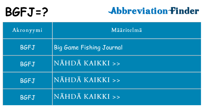 Mitä bgfj tarkoittaa
