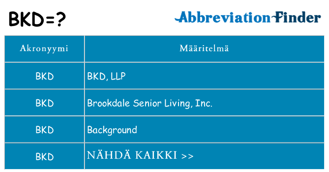 Mitä bkd tarkoittaa