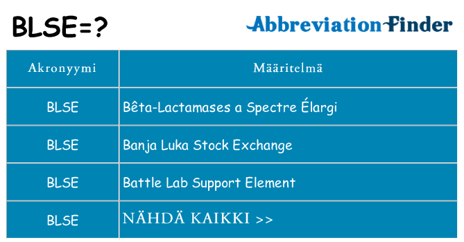 Mitä blse tarkoittaa