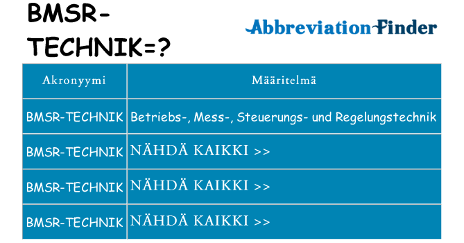 Mitä bmsr-technik tarkoittaa