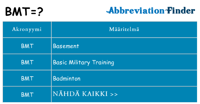 Mitä bmt tarkoittaa