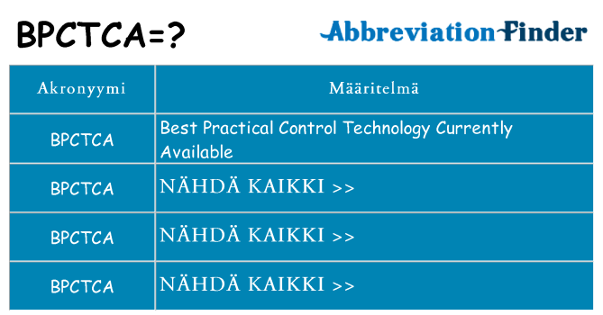 Mitä bpctca tarkoittaa