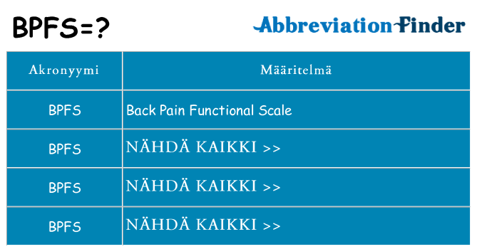 Mitä bpfs tarkoittaa