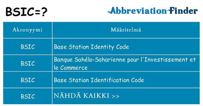Mitä bsic tarkoittaa