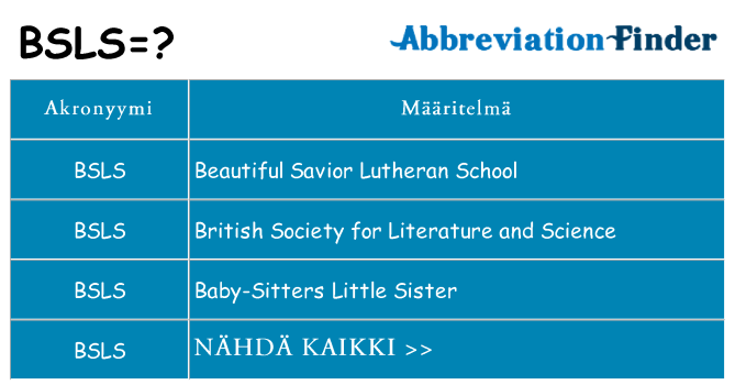 Mitä bsls tarkoittaa