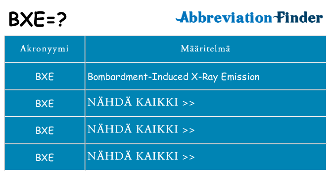 Mitä bxe tarkoittaa