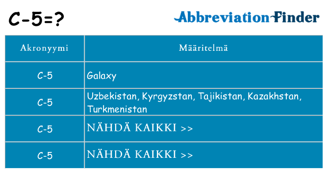 Mitä c-5 tarkoittaa