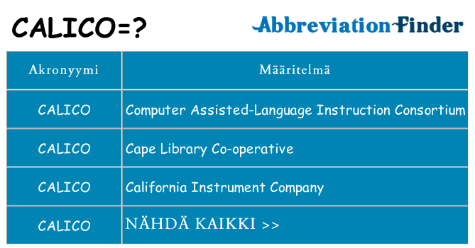 Mitä calico tarkoittaa