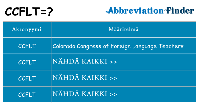 Mitä ccflt tarkoittaa