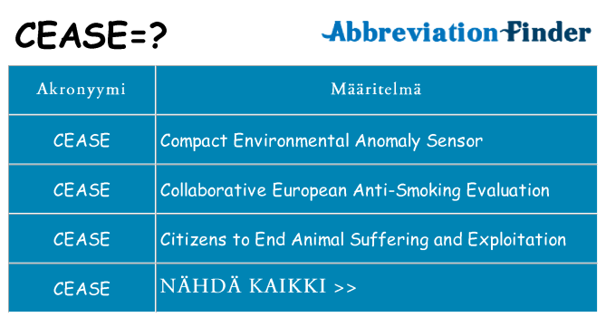 Mitä cease tarkoittaa
