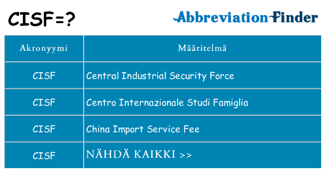 Mitä cisf tarkoittaa